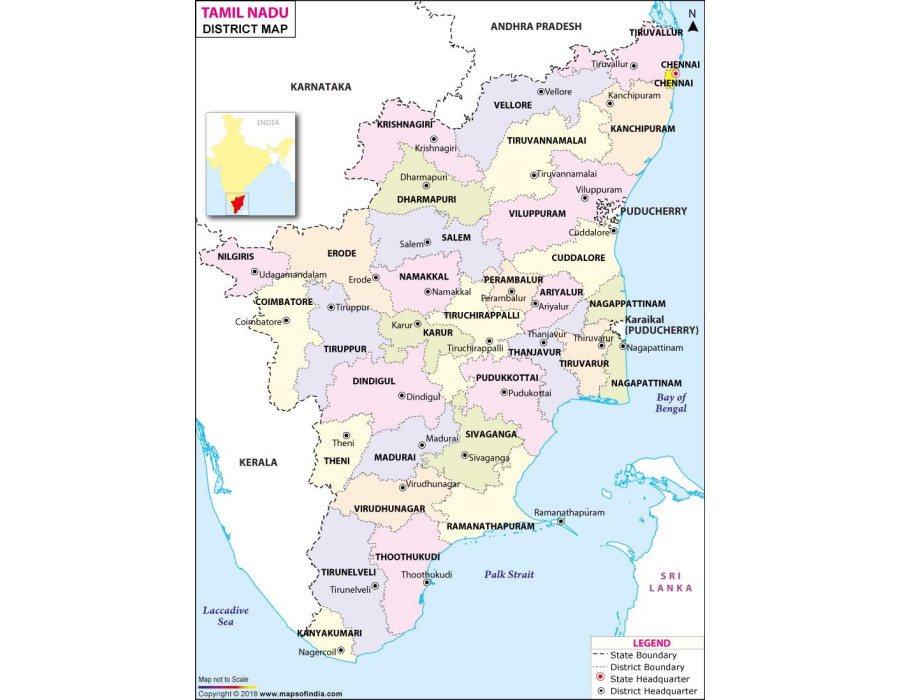 Buy Tamil Nadu District Map